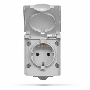 IP65 Розетка зовнішня одинарна із  заземленням сіра VIDEX BINERA