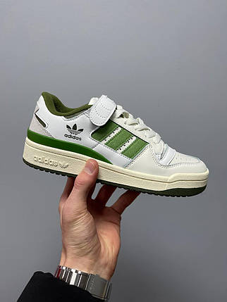 Кросівки Adidas Forum 84 Low White Crew Green / Адідас Форум 84 Грю Низькі Білі з Зеленим, фото 1