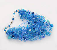 Подарок для женщины на 8 марта -украшение на шею воздушное голубое