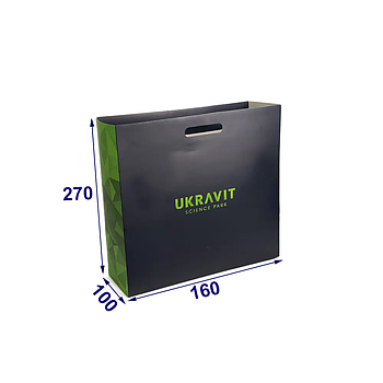 Преміальний пакет для подарунка з висічними ручками, 160х270х70 мм