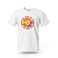 Стильна футболка з принтом унісекс жіноча бавовняна «Сяй як сонечко» біла літня, р. S, M, L, XL, 2XL