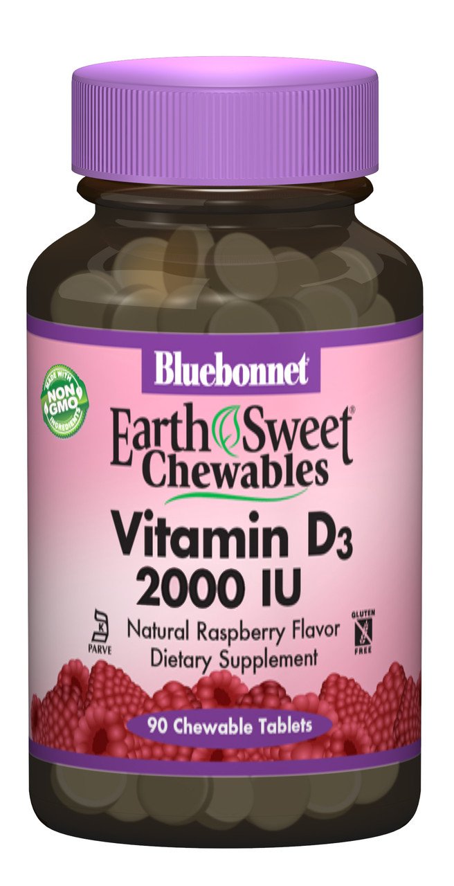 Купить Витамин D3 2000IU Nutrition Earth Sweet Chewables Вкус Малины 90 жевательных