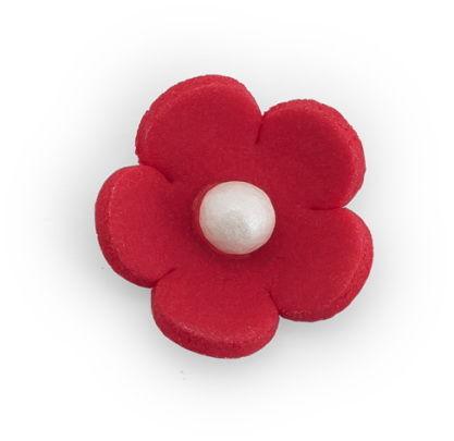 Солодка кондитерська прикраса для декорування Великодній випічки Квітка "веснянка з перлиною" яскраво-червона