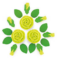 Сахарный декор Фигурки для тортов набор "розы" лимонный