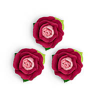 Сладкое кондитерское украшение для декорирования пирожных Набор "роза садовая" розово-бордовый.