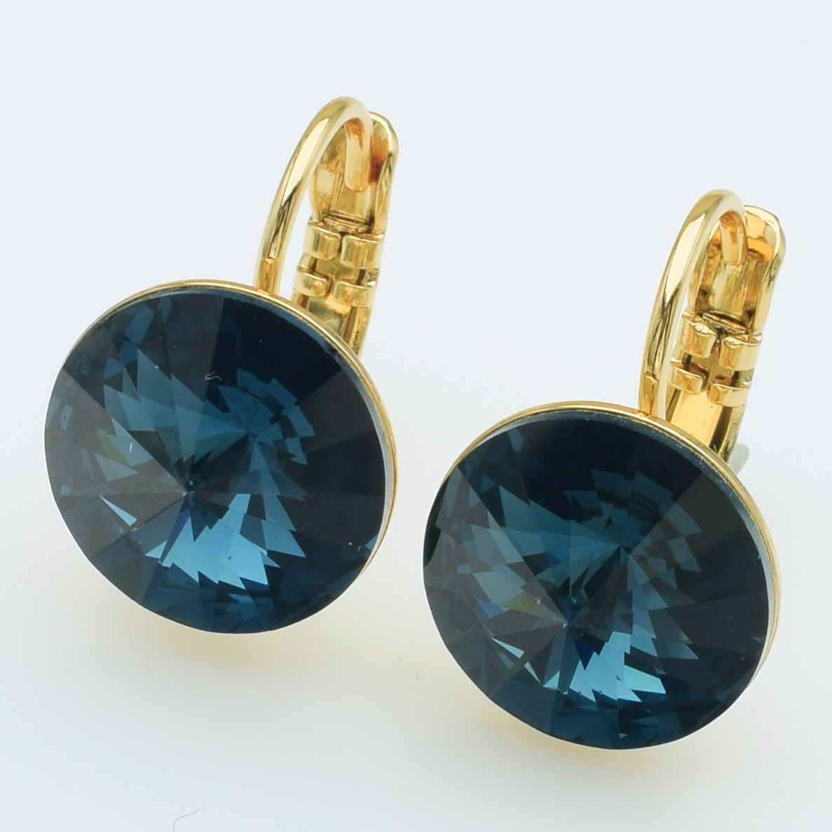 XUPING Серьги Позолота 18к Камни Swarovski "Montana" Высота 1.8см, Ширина 1.2см, фото 1