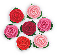 Фигурки из мастики Сахарный декор набор "розы ø25 с листочками" ассорти №3