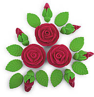 Сладкое кондитерское украшение для декорирования тортов Набор "розы" марсала (бордовый)
