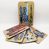 Дерев'яні ножі в наборі 3 шт дитячі іграшкові ножі з дерева метальний Танто та метелик у блістері, фото 6