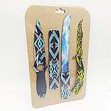 Дерев'яні ножі в наборі 3 шт дитячі іграшкові ножі з дерева метальний Танто та метелик у блістері, фото 8