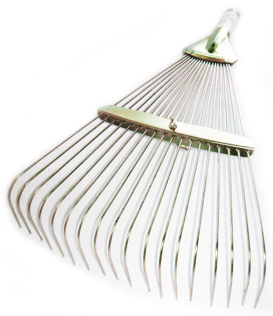 Граблі віялові розсувні металеві, граблі дротяні, універсальні, золотисті, 
без ручки, фото 1