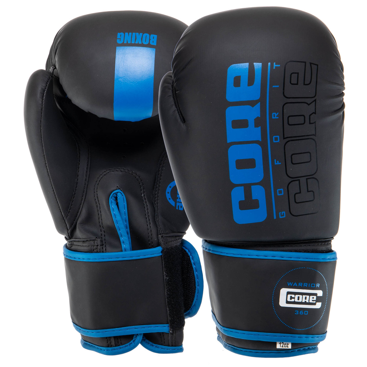 Рукавички для боксу та єдиноборств на липучці Core Boxing 8540 Black-Blue 10 унцій, фото 1