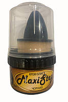 Крем-блиск для взуття MaxiStep, чорний з бджолиним воском, баночка з губкою, 
55 мл