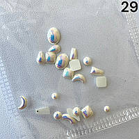Декор для нігтів - різних форм та розмірів у прозорому пакетику Перламутрові камінці №29