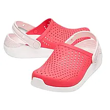 Crocs Kids’ LiteRide Clog Poppy / White — Дитячі Сабо Крокс ЛайтРайд Червоні / Білі — Оригінал, фото 3