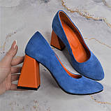Замшеві туфлі на високих підборах. Натуральна шкіра, фото 5