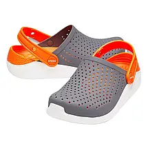 Crocs Kids’ LiteRide Clog Charcoal / White — Дитячі Сабо Крокс ЛайтРайд Антрацитово-Сірі / Білі — Оригінал, фото 4