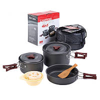 Набір посуду Naturehike 3-4 NH (2 каструлі+ кришки+сковорода) NH15T203-G Grey (NH)