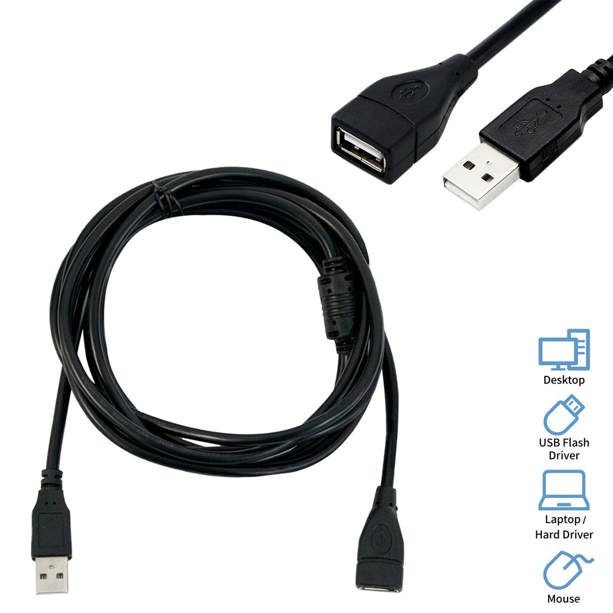 USB подовжувач 2.8 м "High speed computer cable" Чорний, кабель подовжувач USB "тато-мама" (ЮСБ удлинитель)
