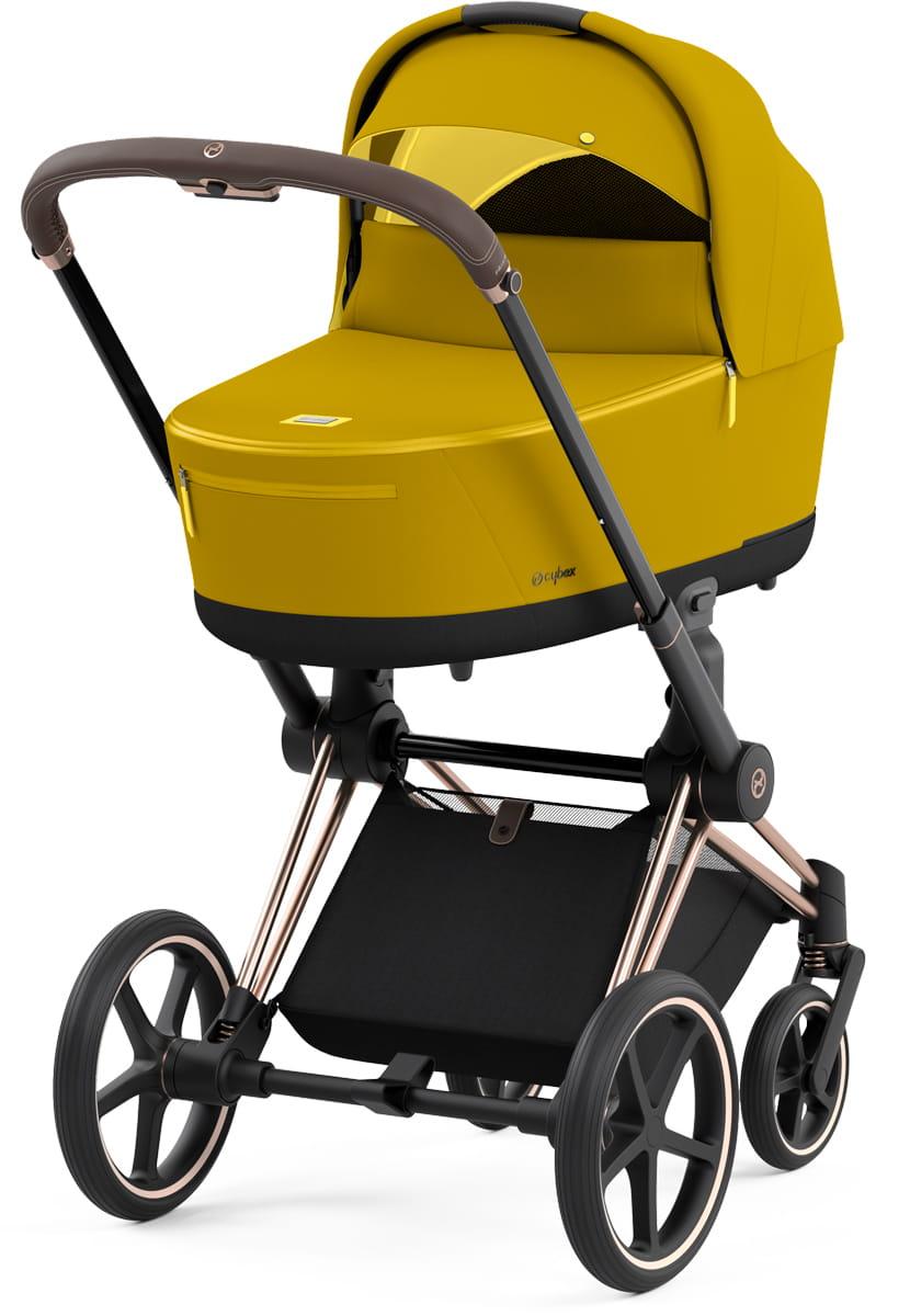 Коляска Cybex Priam 4.0 шасі Rosegold + люлька Mustard Yellow 2023 р.