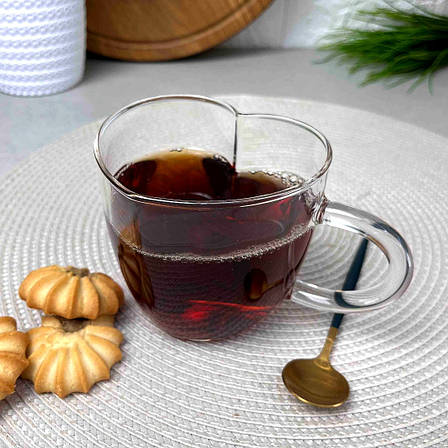 Велика чашка Серце 450мл із боросилікатного скла, фото 1