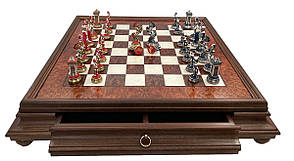 Шахова дошка дерев'яна з висувним ящиком та тематичними фігурами від італійського бренду Italfama