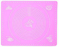 Силиконовый коврик для раскатки и выпечки теста 30х40см Розовый