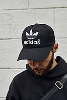 Кепка Adidas черная с белым лого / мужская бейсболка адидас