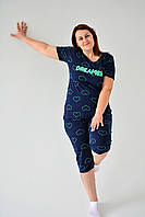 Пижама женская Комплект для дома и сна футболка и бриджи больших размеров батал 3XL