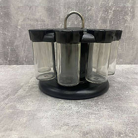 Набір ємностей для спецій 8 баночок на круглій підставці Kamille KM-7050