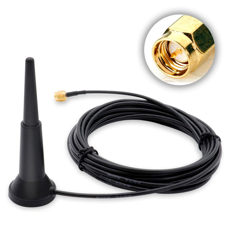 Антена 4G 3G GSM LTE 800-2100 МГц виносна зовнішня 5 dBi SMA Male ТАТО, 3 метри, для модемів, роутерів, авто