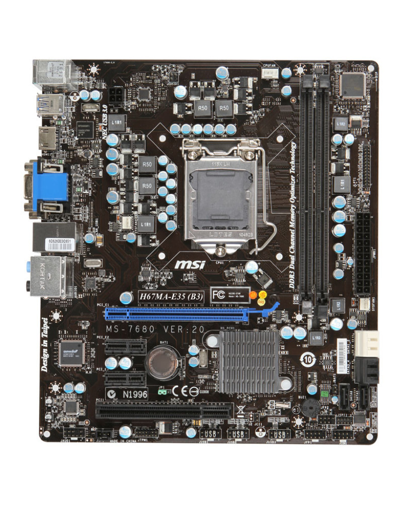 НАДІЙНА ПЛАТА LGA1155 MSI H67MA-E35 ( MS-7680 VER 2.0 ) з HDMI, Підтримує SATA3 + Core- i7,i5,i3 3 ПОКОЛІННЯ