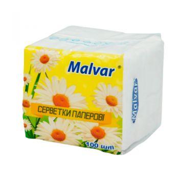 Серветки столові білі 24х24см 100шт Malvar