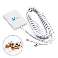 Антенна 4G 3G LTE выносная двойная MIMO 2x 7dBi CRC9 700-2700 МГц, усиление сигнала для USB модемов, роутеров