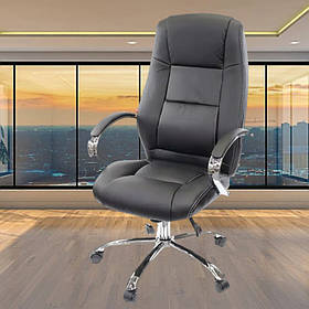 Крісло АКЛАС Оран CH ANF Чорне Елегантне крісло для керівника Крісло стильне офісне