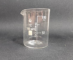 Стакан низький Н-1-100 ТС зі шкалою з термостійкого скла (ГОСТ 25336-82)