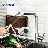 Змішувач для кухні з висувним виливом Frap F60899, сатин, фото 2