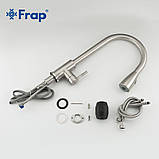 Змішувач для кухні з висувним виливом Frap F60899-1, сатин, фото 6