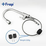 Змішувач для кухні з висувним виливом Frap F60899-1, сатин, фото 3