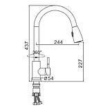 Змішувач для кухні з висувним виливом Frap F60899-1, сатин, фото 7