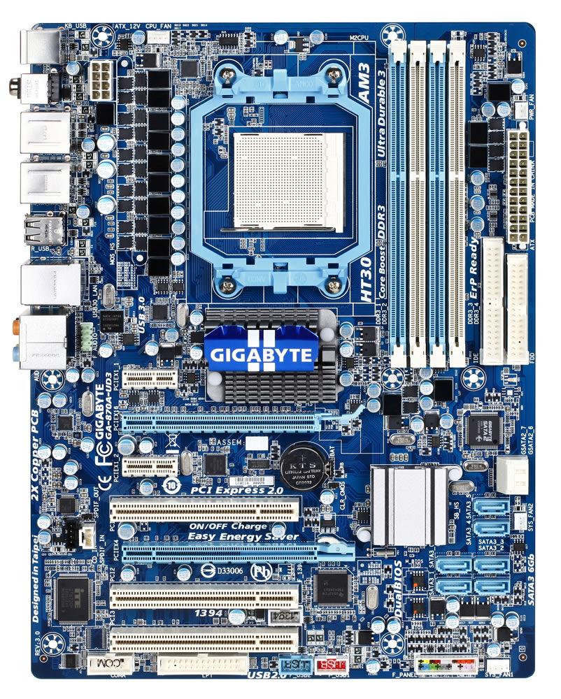 ТОПОВА Плата під AMD sAM3 GIGABYTE GA-870A-UD3 REV 3.0 на DDR3 / USB 3.0 125 W Розуміє ВСІ 2-6 ЯДЕРНІ ПРОЦИ, фото 1