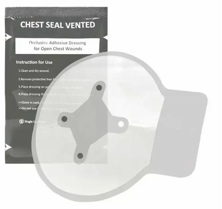 Оклюзійна (оклюзивна, окклюзивна) торокарна пов'язка  Chest Seal вентильована (з клапаном)