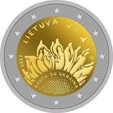 Монета Литви 2 євро 2023 р. Разом з Україною