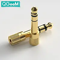 Переходник адаптер аудио Premium 3.5 мм Jack Female - 6.5 мм Jack Male Gold / 3.5 mm на 6.5 mm EW7687