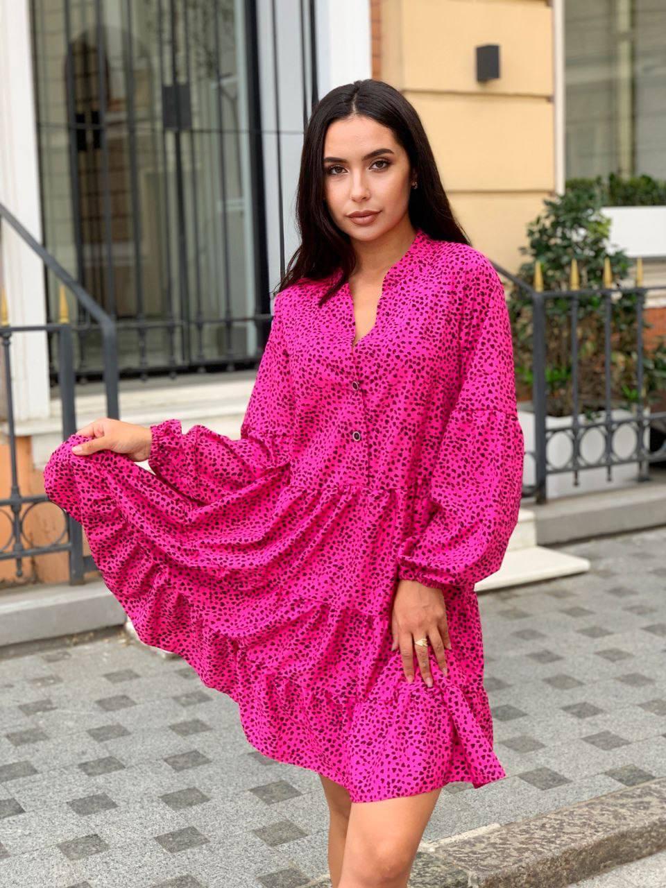 Яскрава жіноча сукня оверсайз із пишними рукавами Smmod8022