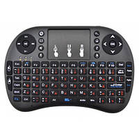 Беспроводная клавиатура с тачпадом аккумуляторная русская и английская розкладка UKC mini i8 2.4G черный!