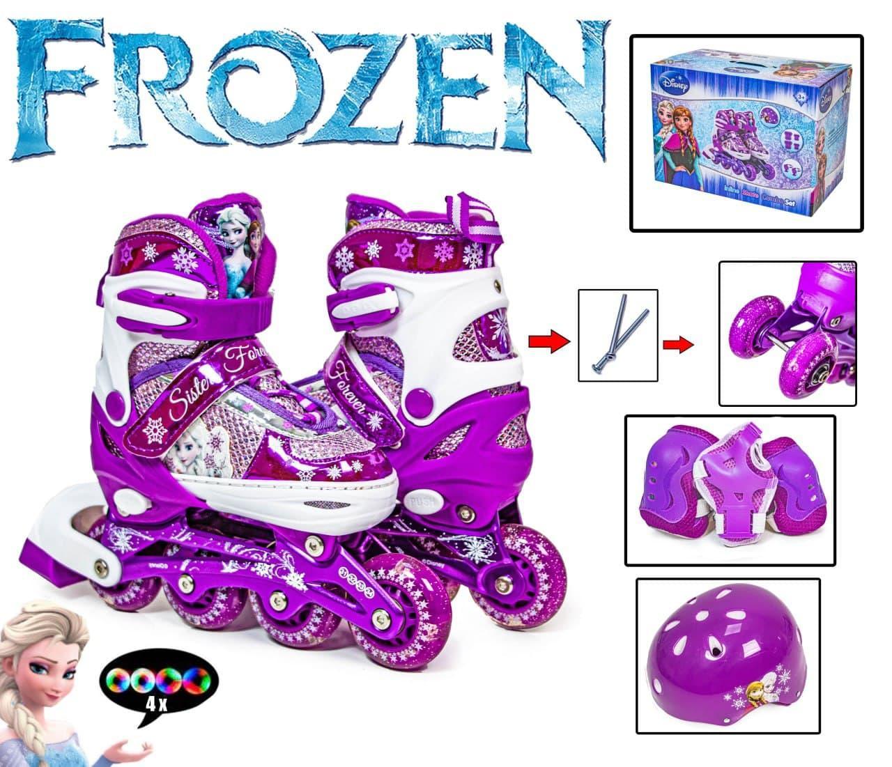 Комплект дитячих розсувних роликів (роликові ковзани) із захистом Disney Frozen Фіолетовий 35-38
