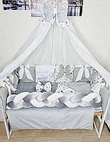 Гарний комплект постільної білизни ТМ Bonna "Бантик Коса" в дитяче ліжечко. Сірий