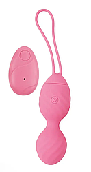 Вагінальні кульки з вібрацією та пультом ДУ Chisa Ridged Vibrating Bullet-Pink, 19х3,5 см.