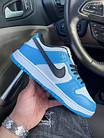 Бело-голубые женские кроссовки Nike SB Dunk Low Blue White Black Logo